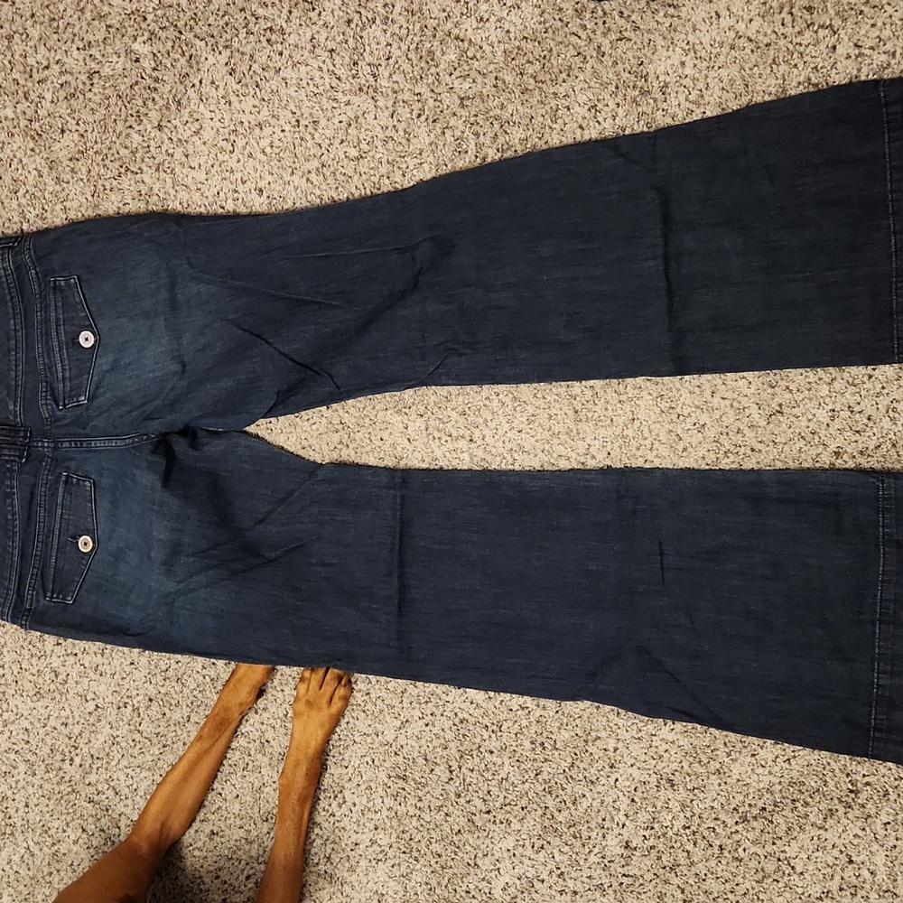 White House Black Market Dark Blue Flare Jeans - Picture 4 of 4